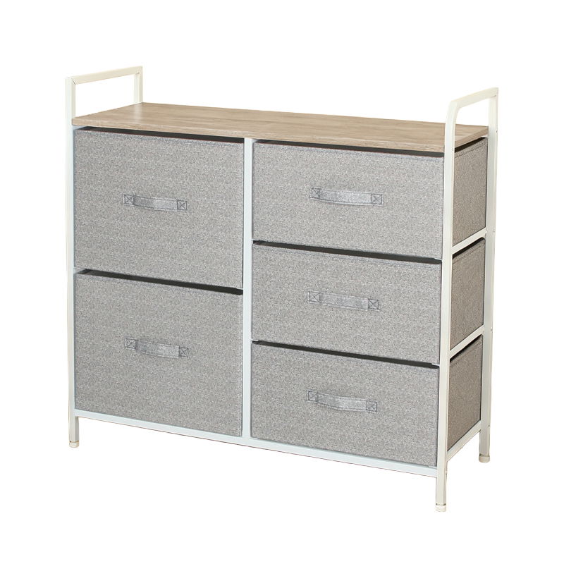  RPX-COM   KOMÓD, 5 TEXTIL FIÓKOS / 83X29X77CM - SZÜRKE/FEHÉR  termék fő termékképe