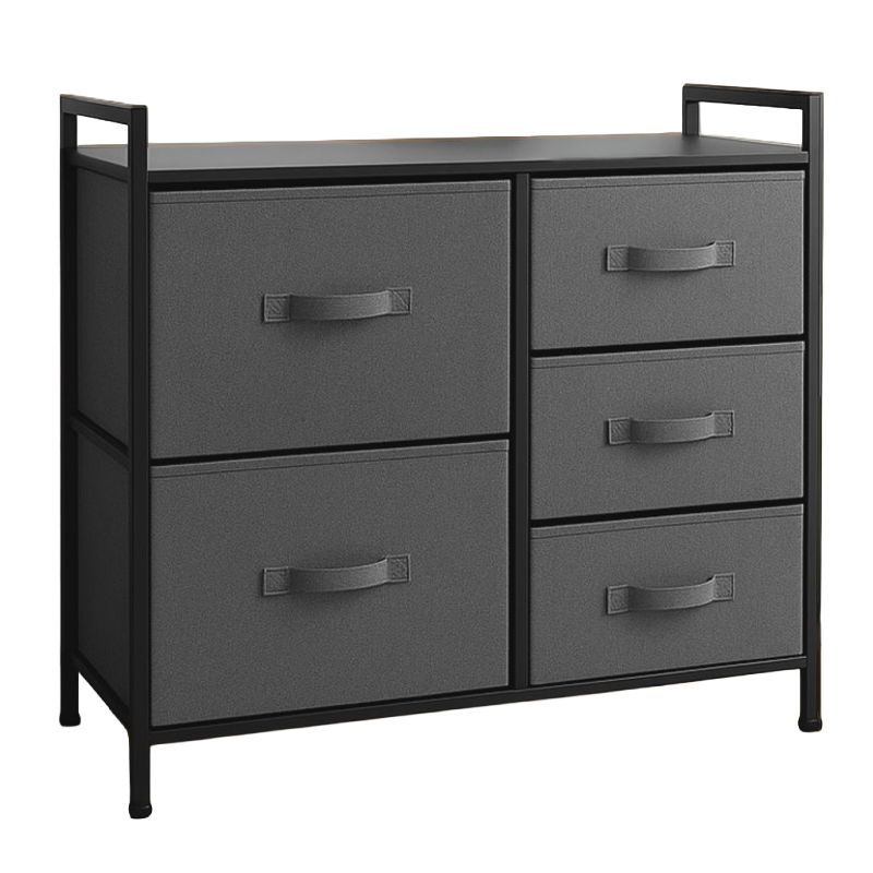  RPX-COM   KOMÓD, 5 TEXTIL FIÓKOS / 83X29X77CM - ANTRACIT/FEKETE  termék fő termékképe