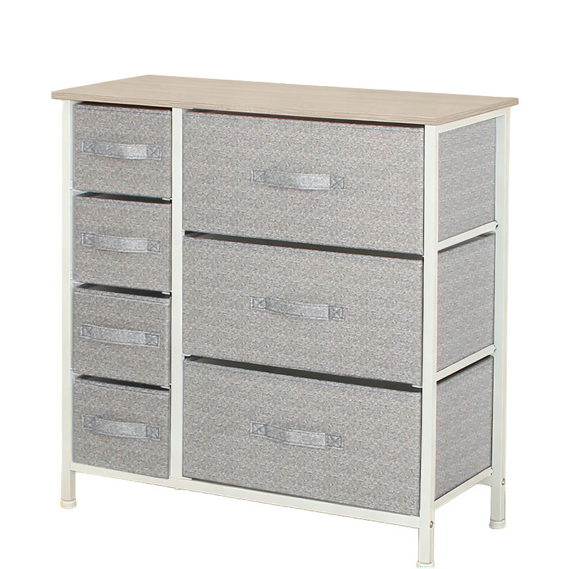  RPX-COM   KOMÓD, 7 TEXTIL FIÓKOS / 63X31X73CM - SZÜRKE/FEHÉR  termék fő termékképe