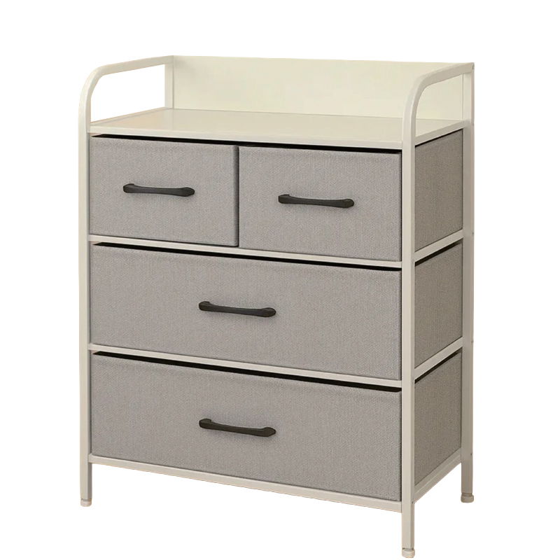  RPX-COM   KOMÓD, 4 TEXTIL FIÓKOS / 58X29X79CM - SZÜRKE/FEHÉR  termék fő termékképe