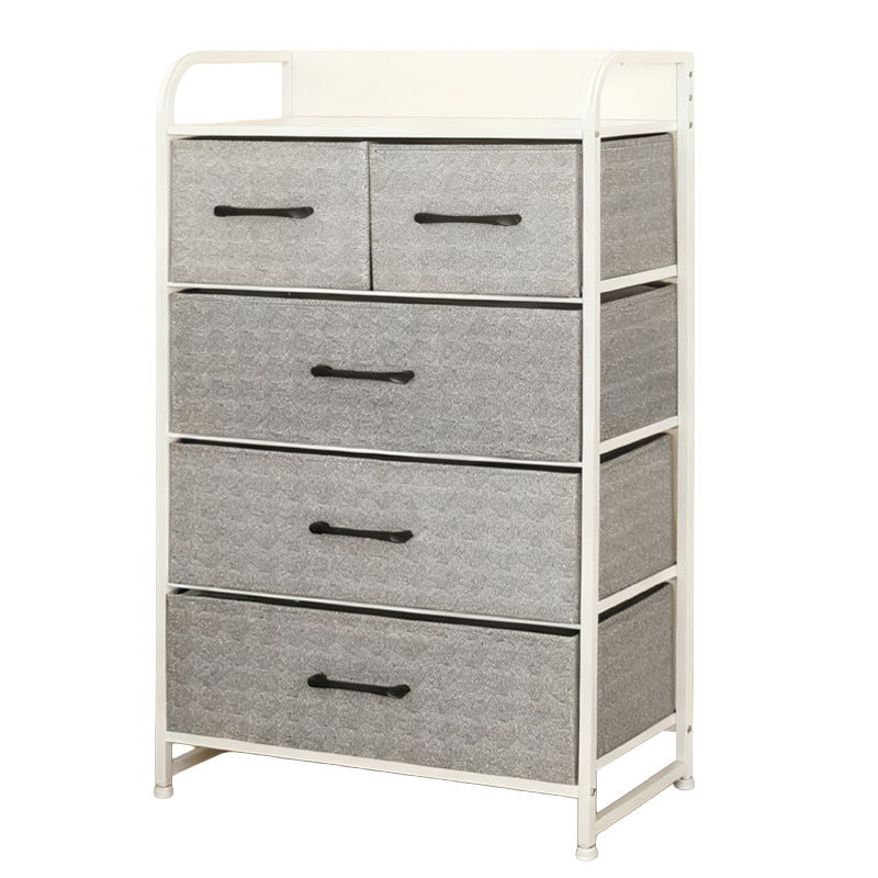  RPX-COM   KOMÓD, 5 TEXTIL FIÓKOS / 58X29X99CM - SZÜRKE/FEHÉR  termék fő termékképe