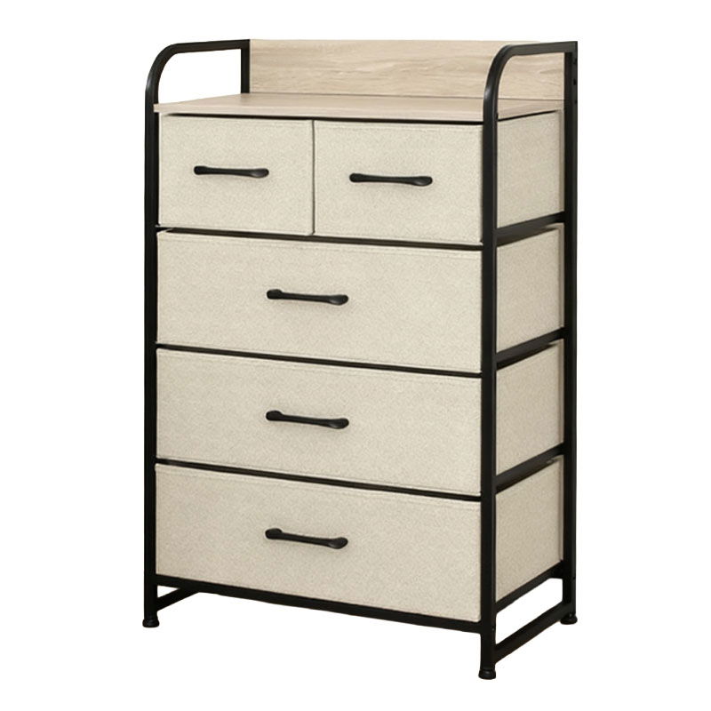  RPX-COM   KOMÓD, 5 TEXTIL FIÓKOS / 58X29X99CM - BÉZS/FEKETE  termék fő termékképe