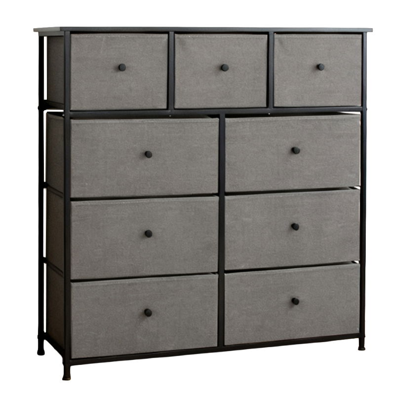  RPX-COM   KOMÓD, 9 TEXTIL FIÓKOS / 100X30X99CM - ANTRACIT/FEKETE  termék fő termékképe