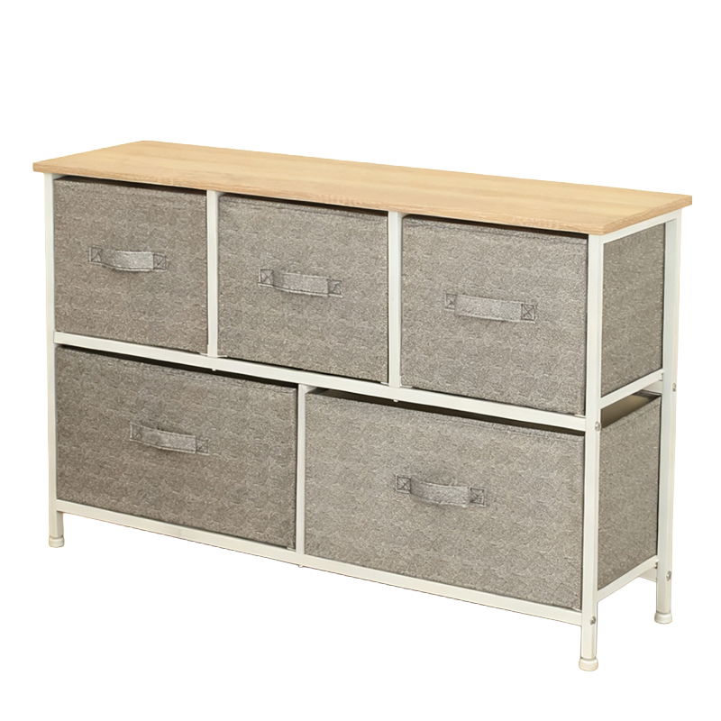  RPX-COM   KOMÓD, 5 TEXTIL FIÓKOS / 100X30X55CM - SZÜRKE/FEHÉR  termék fő termékképe