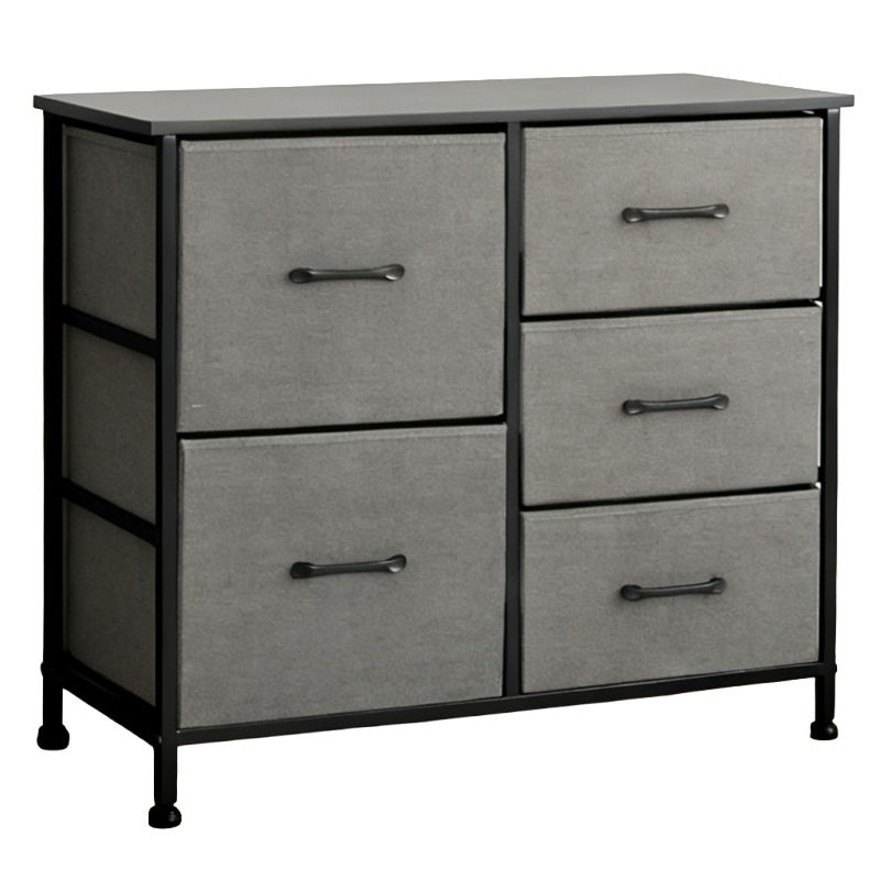  RPX-COM   KOMÓD, 5 TEXTIL FIÓKOS / 85X30X73CM - ANTRACIT/FEKETE  termék fő termékképe