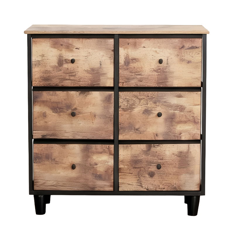  RPX-COM   KOMÓD, 6 TEXTIL FIÓKOS / 80X30X73CM - VINTAGE/FEKETE  termék fő termékképe