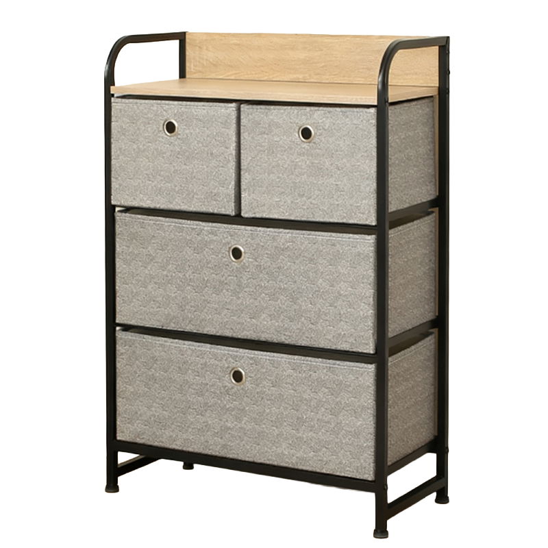  RPX-COM   KOMÓD, 4 TEXTIL FIÓKOS / 58X29X79CM - SZÜRKE/FEKETE  termék fő termékképe