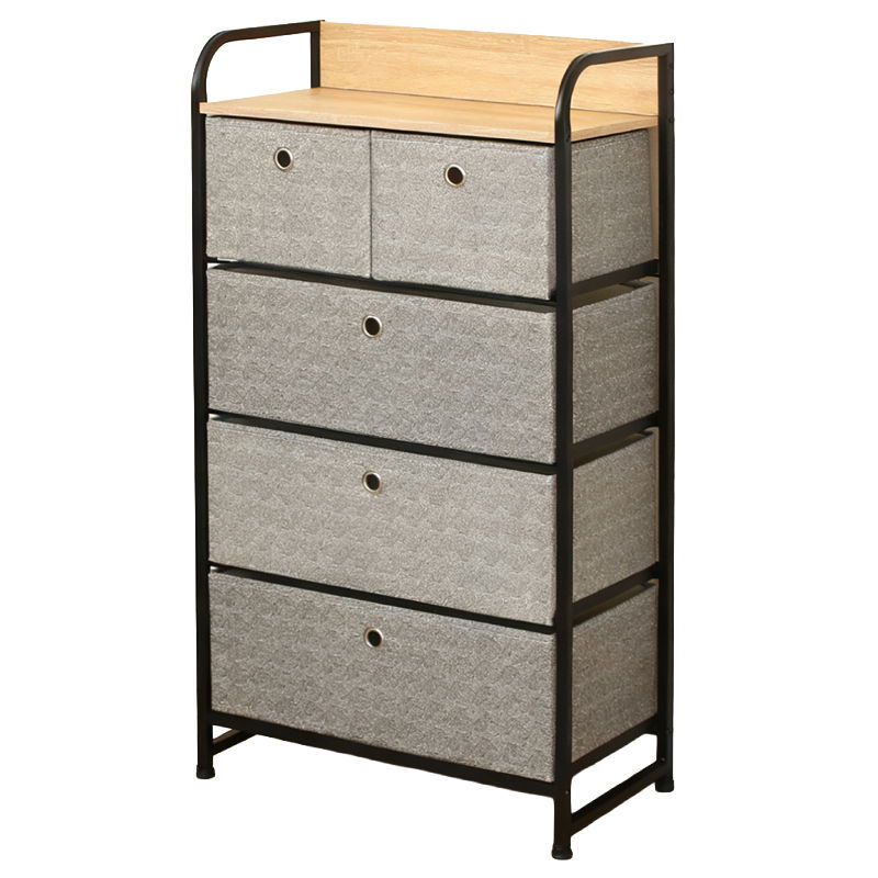  RPX-COM   KOMÓD, 5 TEXTIL FIÓKOS / 58X29X99CM - SZÜRKE/FEKETE  termék fő termékképe