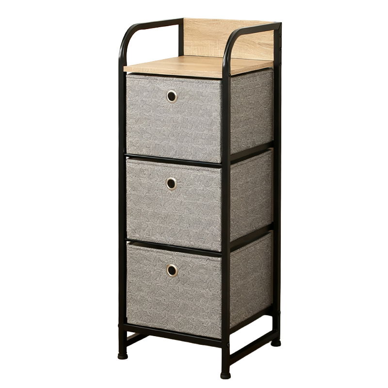  RPX-COM   KOMÓD, 3 TEXTIL FIÓKOS / 30X29X79CM - SZÜRKE/FEKETE  termék fő termékképe