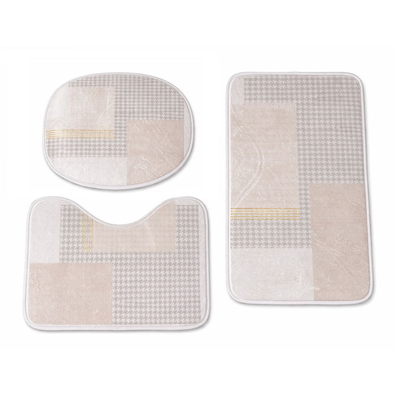  RPX-COV   FLANEL FÜRDŐSZOBASZŐNYEG - 40X60/40X50/40X45CM / KOCKÁS  termék fő termékképe