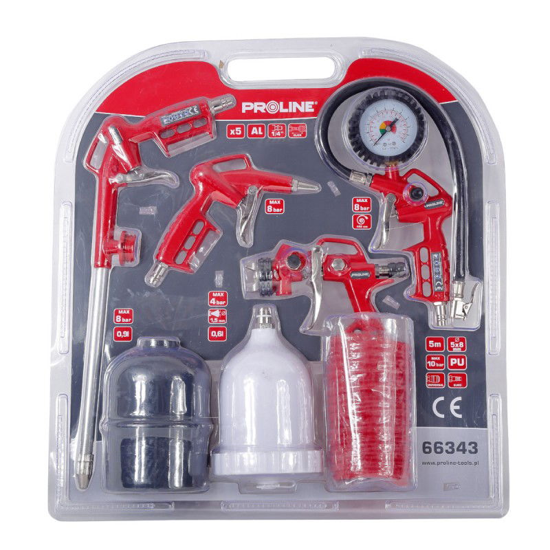  PROLINE   PNEUMATIKUS KÉSZLET PISZTOLYOKKAL ÉS LÉGTÖMLŐVEL - 5 DB  termék fő termékképe