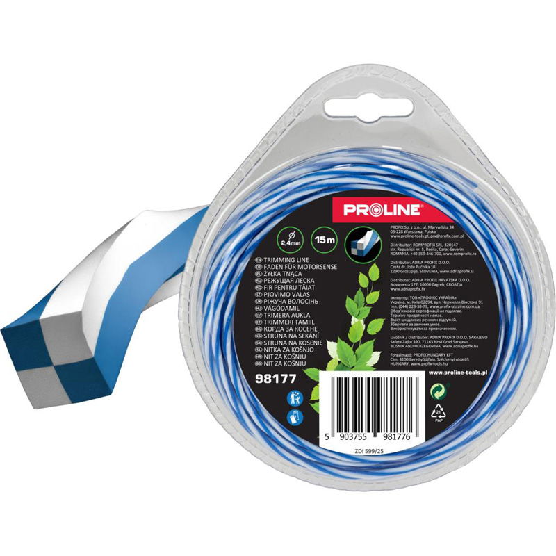  PROLINE   FŰNYÍRÓ DAMIL, ERŐSÍTETT - TEKERT-KOCKA 2.7MM / 15M  termék fő termékképe