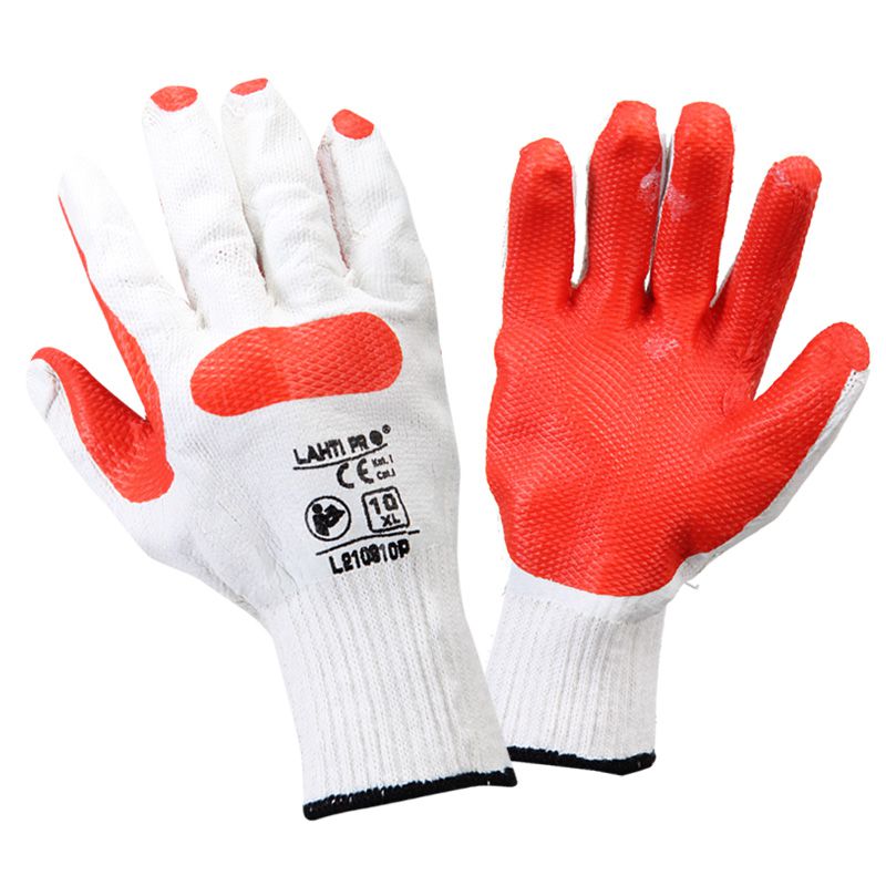  LAHTI PRO   LATEX VÉDŐKESZTYŰ POLIÉSZTER-PAMUT, BEVONT KÉZFEJ - 10  termék fő termékképe