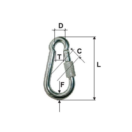  MK   MENETES ÖNZÁRÓS KARABINER - 10MM / 13MM/12/15MMX100MM  termék fő termékképe