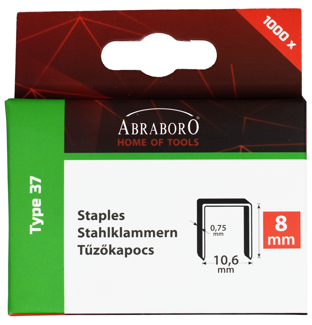 Abraboro CHILITAC H-37 típusú tűzőkapocs, 8 / 10.6 / 0.75 mm, 1000 db/csomag termék fő termékképe
