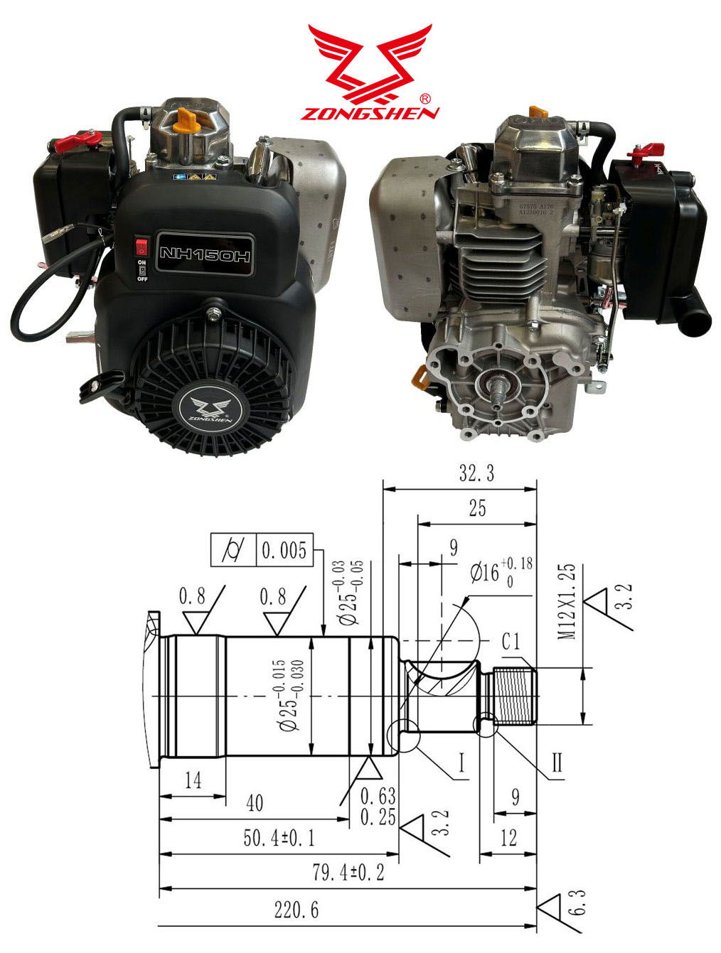  ZONGSHEN   MEGHAJTÓ MOTOR ZONGSHEN NH150H 149cc 4,0 VíZSZINTES TENGELY  termék fő termékképe