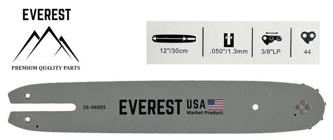  UNIVERZÁLIS   LÁNCVEZETŐ 12" 3/8LP 1,3mm 44ogn. EVEREST  termék fő termékképe