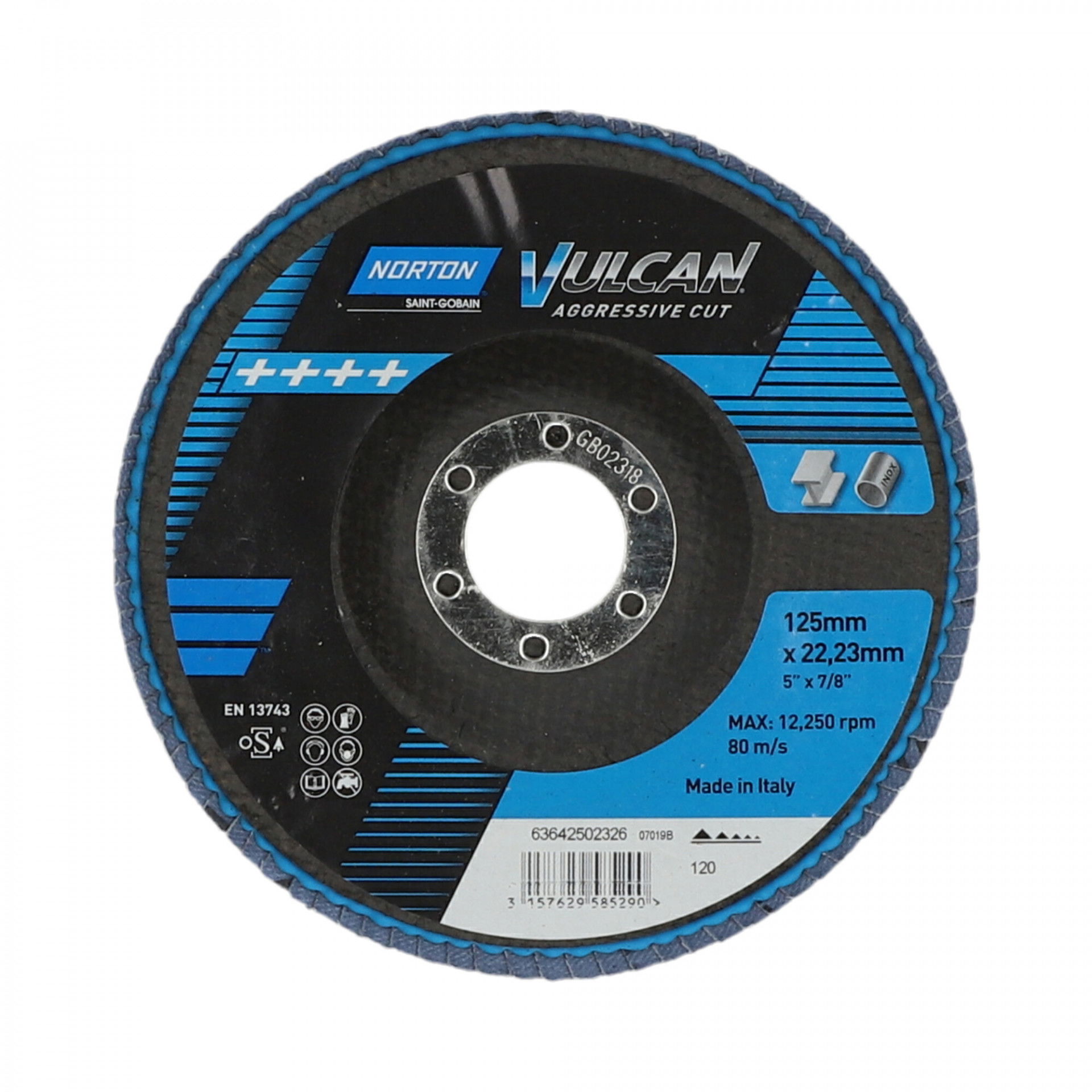 Norton Vulcan R842 lamellás csiszolókorong Ø125x22 P120, 10 db/csomag termék fő termékképe