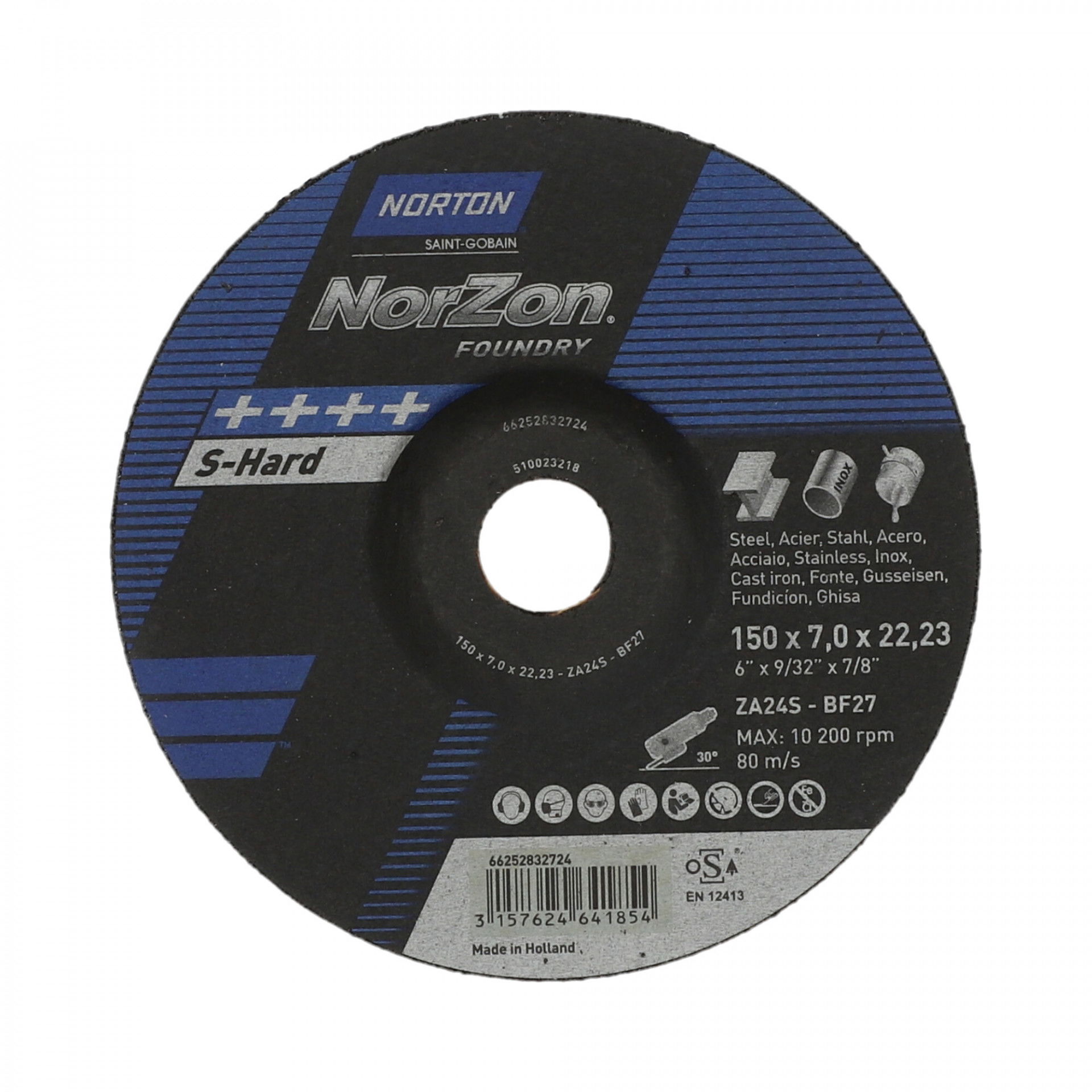 Norton Norzon III Foundry tisztítókorong 150x7,0x22,23mm ZA24S, 25 db/csomag termék fő termékképe