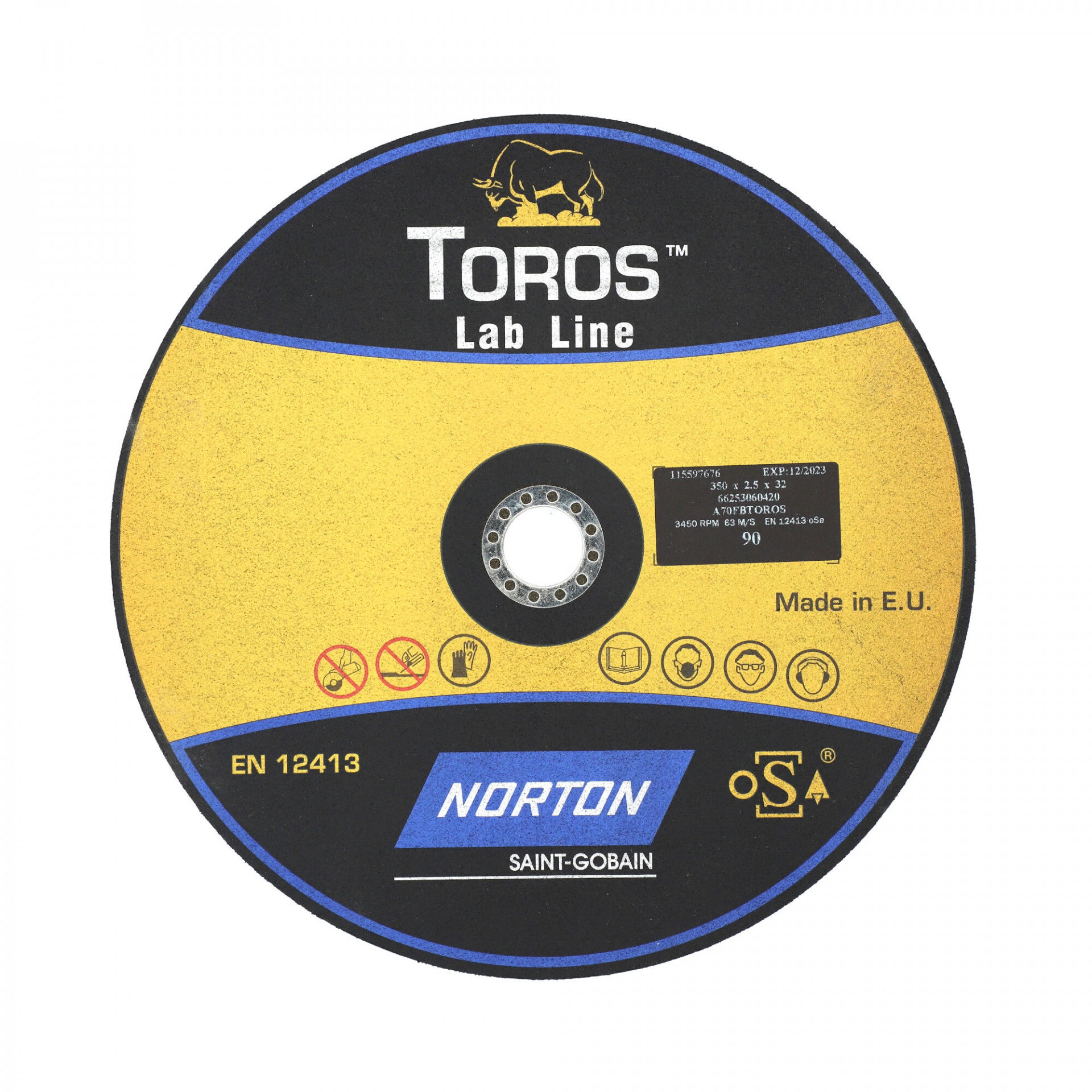 Norton Toros Preciziós gépipari erősítés nélküli vágókorong 350x2,5x32 mm 3XGP 70 F B26, 10 db/csomag termék fő termékképe