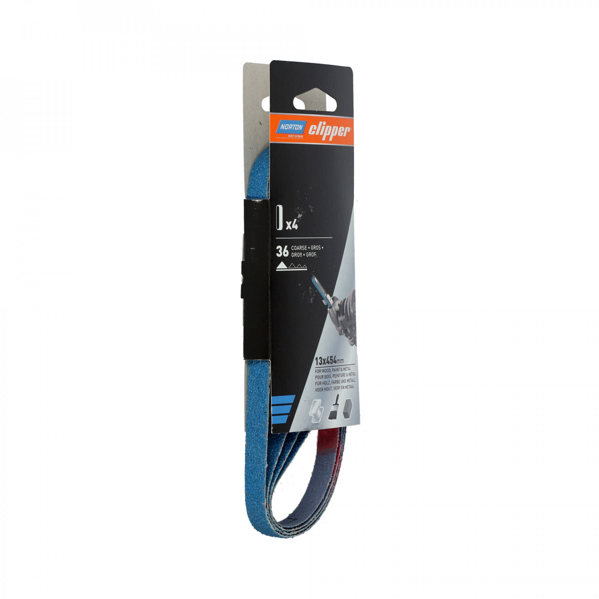 Norton Clipper R82B csiszolószalag kézi szalagcsiszolóhoz 13x454mm P36, 4 db/csomag termék fő termékképe