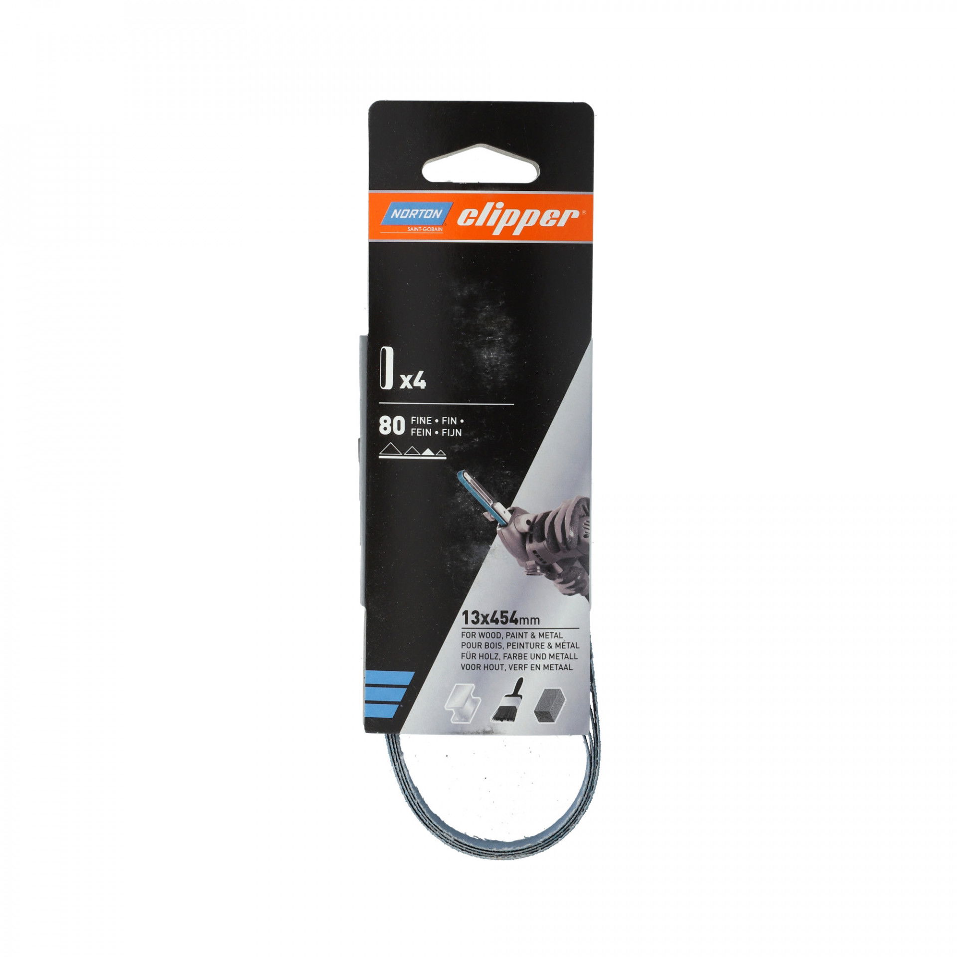 Norton Clipper R82B csiszolószalag kézi szalagcsiszolóhoz 13x454mm P80, 4 db/csomag termék fő termékképe