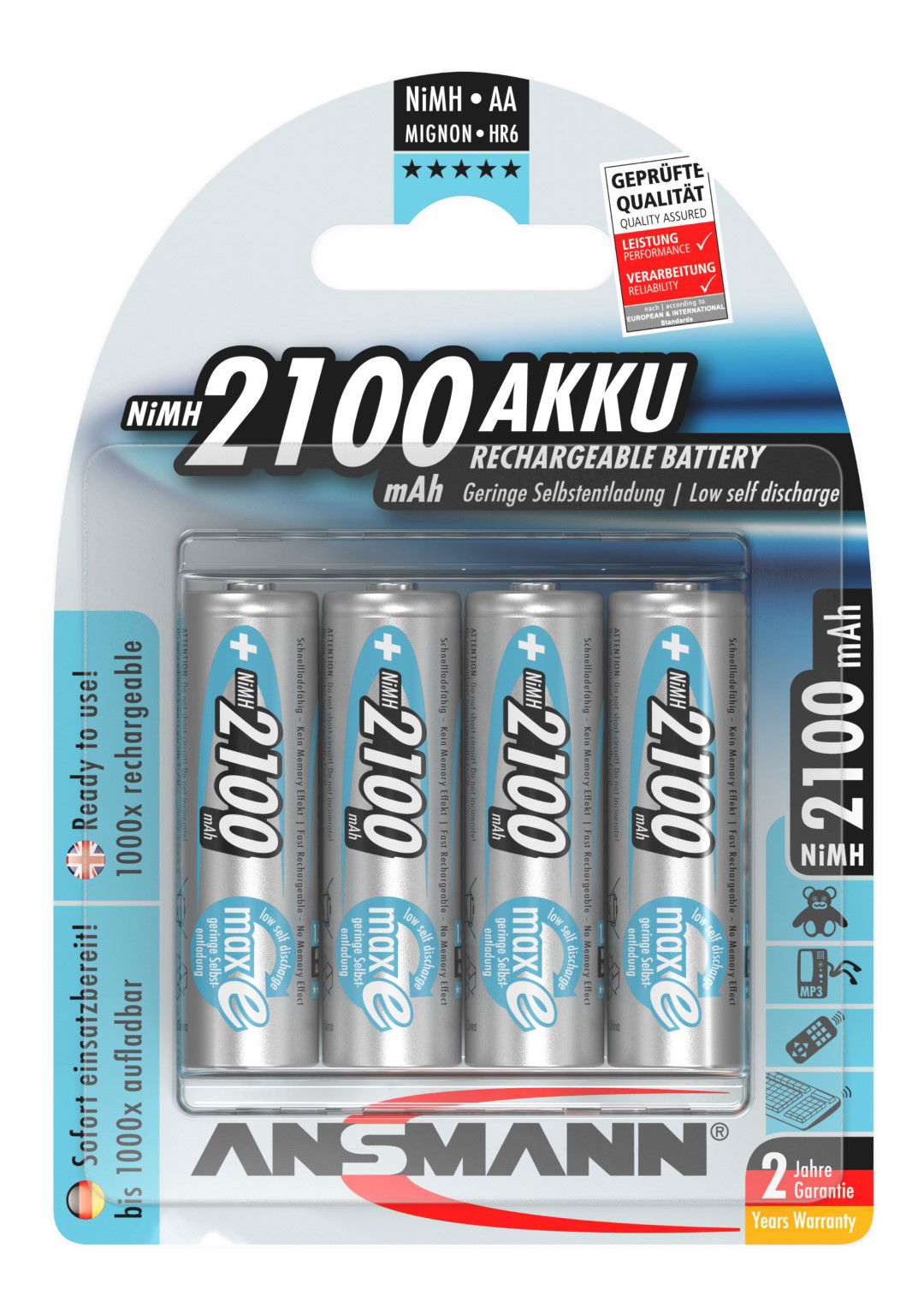 Ansmann AA NiMH &uacute;jrat&ouml;lthető akkumul&aacute;tor 2100 mAh - 4 db termék fő termékképe